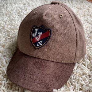 Janie and Jack Tweed Suede Baseball Hat Brown